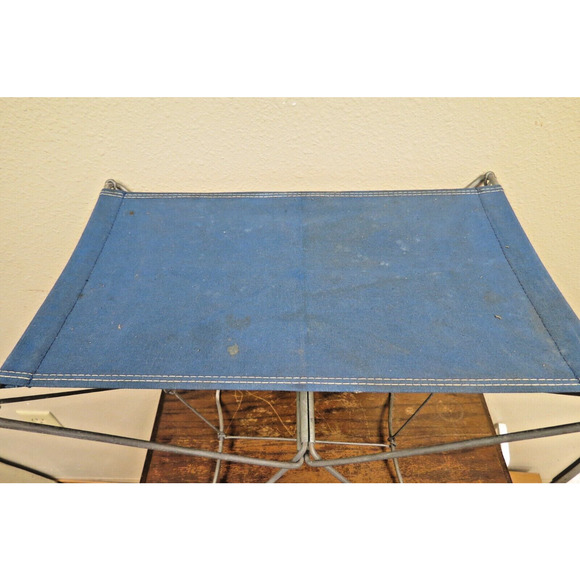 Vintage Champion Retro Portable Folding Stool Seat Chair Blue Camping - FRANCE - Picture 3 of 6